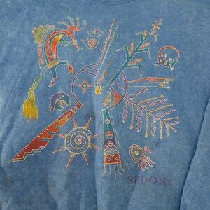 Vintage Sedona Blue Graphic Crewneck Sweater Size Large